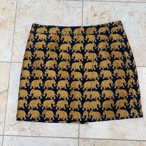 J crew black gold elephant faux wrap skirt